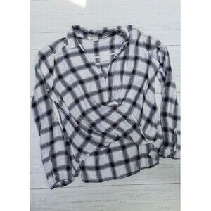 Hollister Plaid Wrap Long Sleeve Top XS